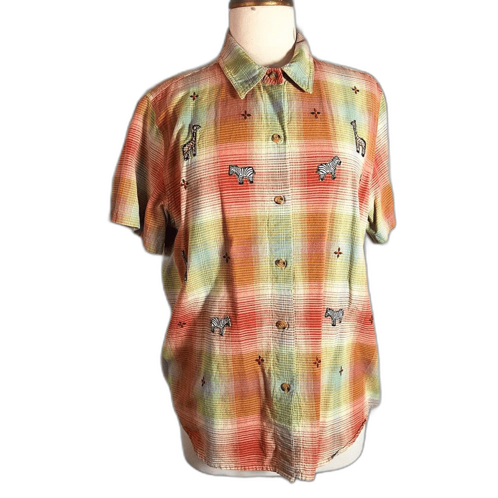 Victoria Jones Blouse Size XL Y2k Vintage Plaid Autumn Coastal Grandmother